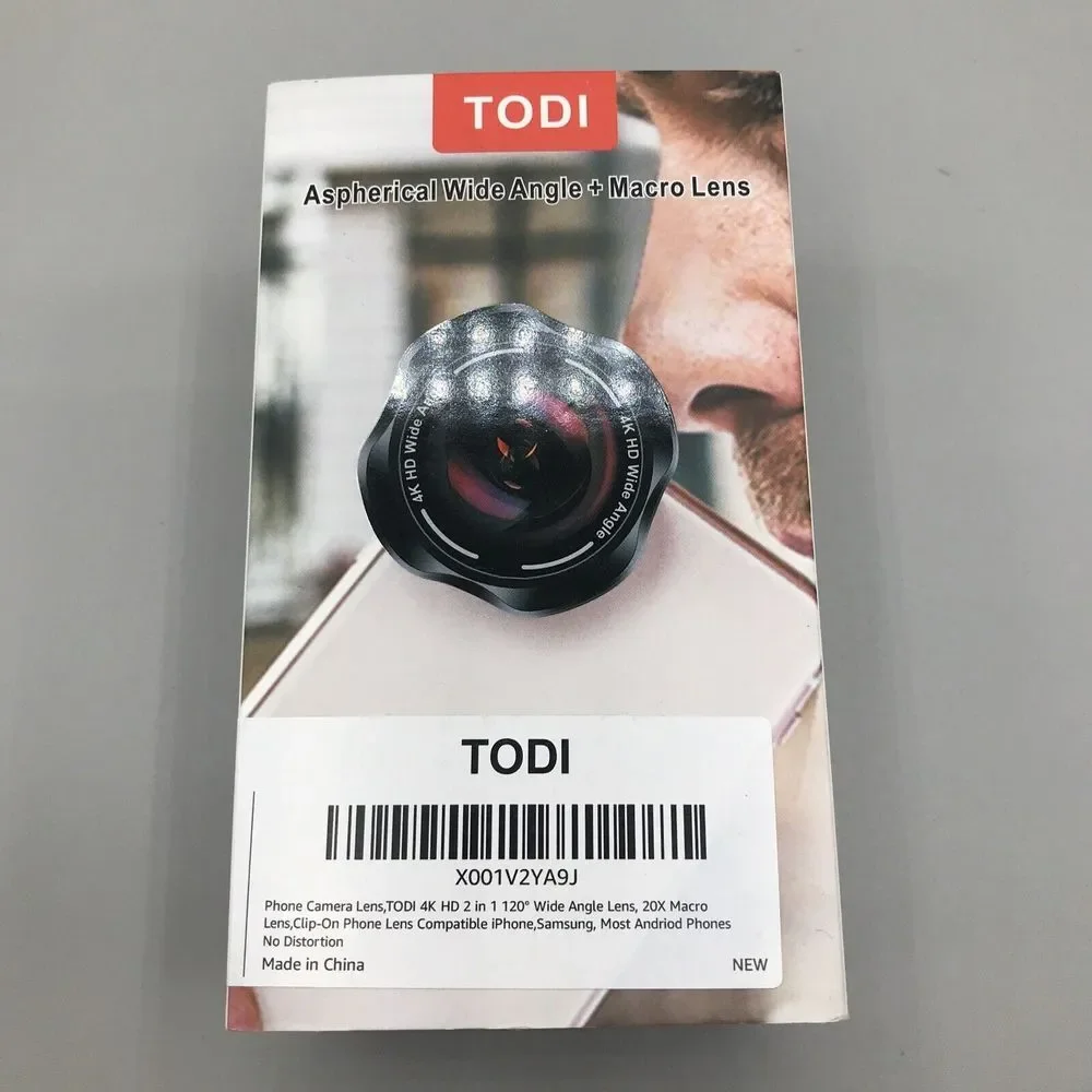 Phone Camera Lens,TODI 4K HD 2 in 1 120degree Wide Angle Lens, 20X Macro Lens,Cl